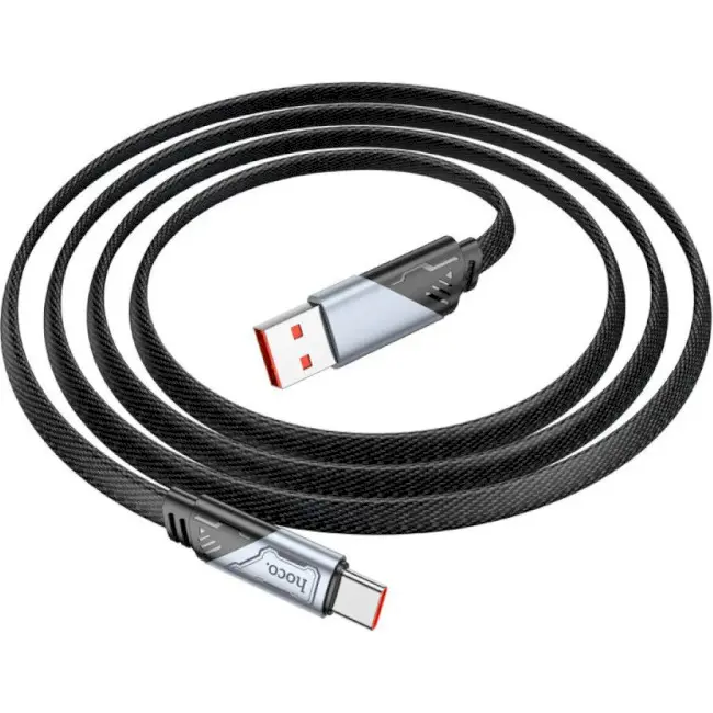 Кабель HOCO U119 USB AM - Type-C 5A 1.2м нейлонове оплетення алюмінієві роз'єми чорний від батарейки.com.ua