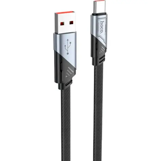 Кабель HOCO U119 USB AM - Type-C 5A 1.2м нейлонове оплетення алюмінієві роз'єми чорний), зображення 4