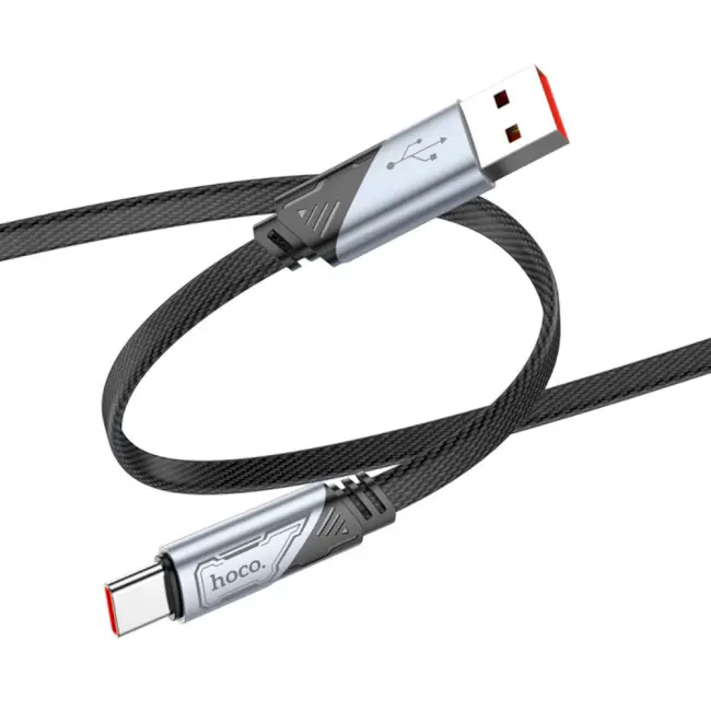 Кабель HOCO U119 USB AM - Type-C 5A 1.2м нейлонове оплетення алюмінієві роз'єми чорний), зображення 5