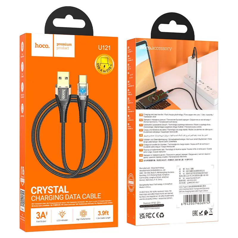 Кабель HOCO U121 USB - Type C 3А 1м чорний), зображення 9