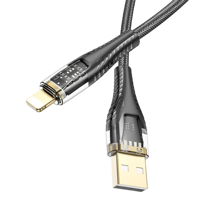 Кабель HOCO U121 USB AM - Lightning 2,4А 1m чорний), зображення 2 Кабель HOCO U121 USB AM - Lightning 2,4А 1m чорний), зображення 2