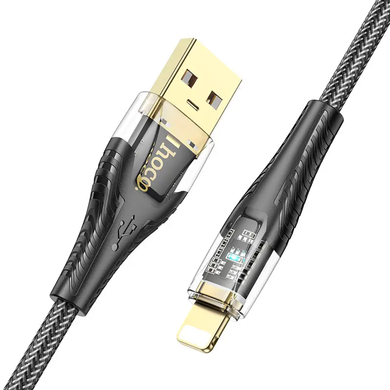 Кабель HOCO U121 USB AM - Lightning 2,4А 1m чорний), зображення 4 Кабель HOCO U121 USB AM - Lightning 2,4А 1m чорний), зображення 4