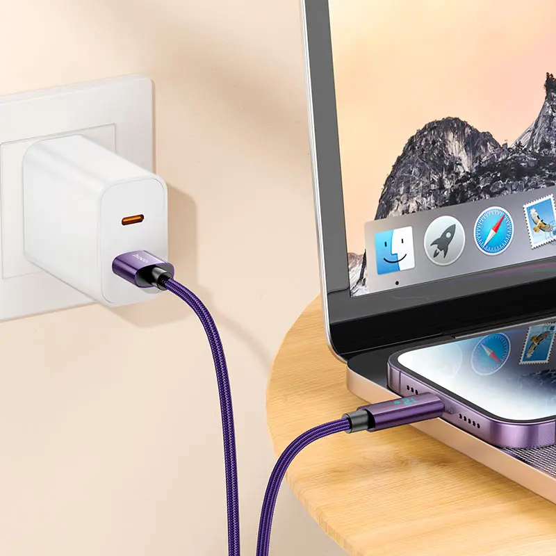 Кабель HOCO U125 USB - lightning 2,4A 1.2m Purple), зображення 3 Кабель HOCO U125 USB - lightning 2,4A 1.2m Purple), зображення 3