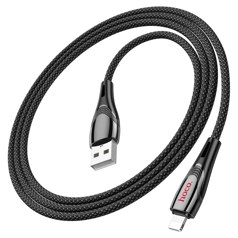 Кабель HOCO U133 USB - lightning 2.4A 1.2м чорний), зображення 3 Кабель HOCO U133 USB - lightning 2.4A 1.2м чорний), зображення 3