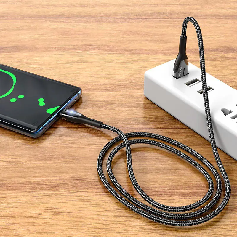 Кабель HOCO U89 USB - Type-C Safeness 2,4A 1,2m black), зображення 4 Кабель HOCO U89 USB - Type-C Safeness 2,4A 1,2m black), зображення 4