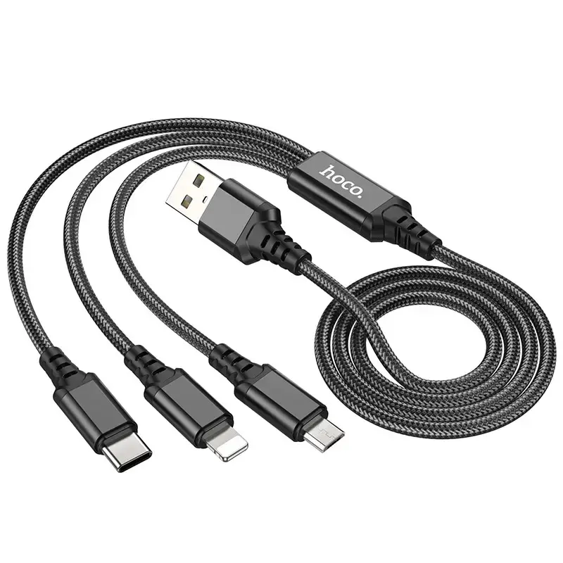 Кабель HOCO USB AM>iPhone-micro-Type-C X76 3in1 1м Black