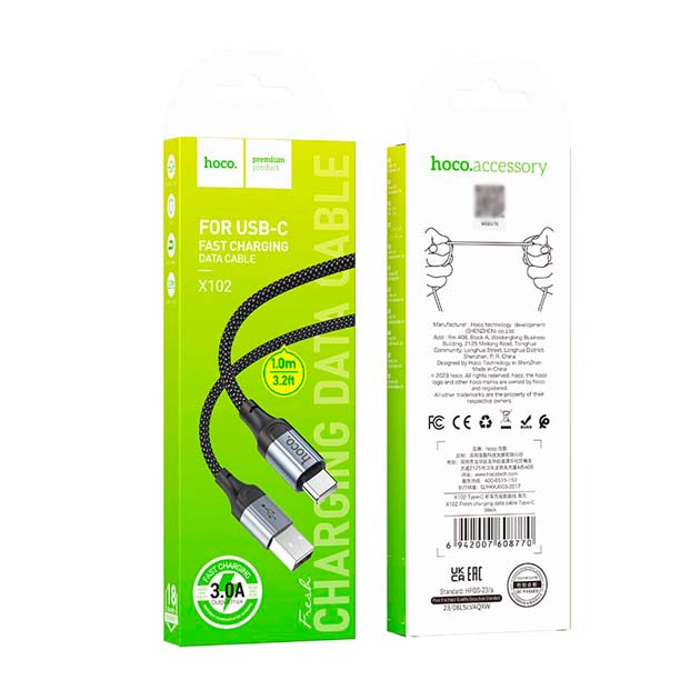 Кабель HOCO X102 USB - Type C 2A 1м чорний), зображення 4
