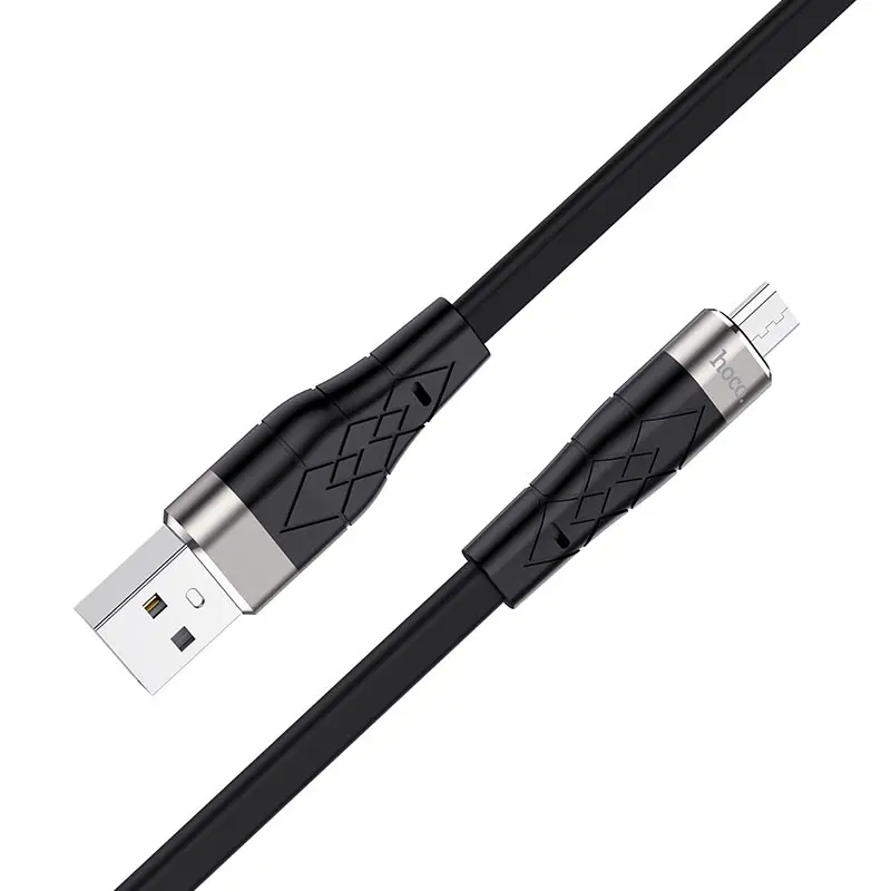 Кабель HOCO X53 USB - Micro 2,4A 1m silicone Black), зображення 2 Кабель HOCO X53 USB - Micro 2,4A 1m silicone Black), зображення 2
