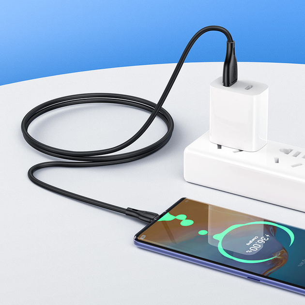 Кабель HOCO X61 USB AM - Type-C silicone 2,4A 1m Black), зображення 4 Кабель HOCO X61 USB AM - Type-C silicone 2,4A 1m Black), зображення 4
