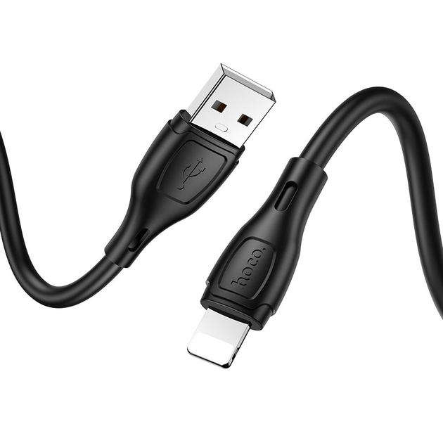 Кабель HOCO X61 USB AM - lightning Silicone 2,4A 1m Black), зображення 2 Кабель HOCO X61 USB AM - lightning Silicone 2,4A 1m Black), зображення 2