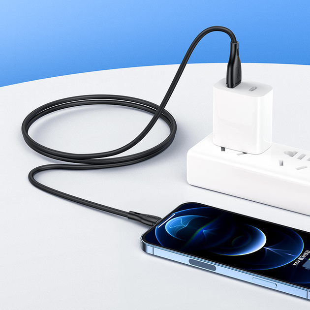 Кабель HOCO X61 USB AM - lightning Silicone 2,4A 1m Black), зображення 5 Кабель HOCO X61 USB AM - lightning Silicone 2,4A 1m Black), зображення 5