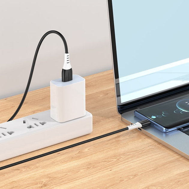 Кабель HOCO X82 USB AM - Type-C silicone data cable 3A 1m Чорний), зображення 3