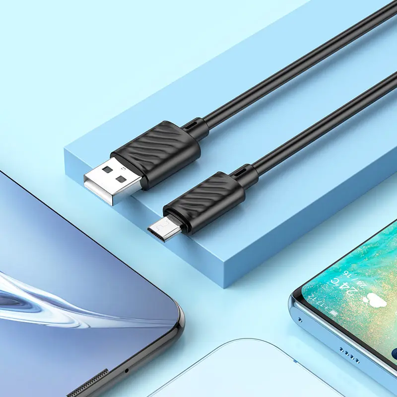Кабель HOCO X88 USB - Micro data cable 2,4A 1m чорний), зображення 6 Кабель HOCO X88 USB - Micro data cable 2,4A 1m чорний), зображення 6
