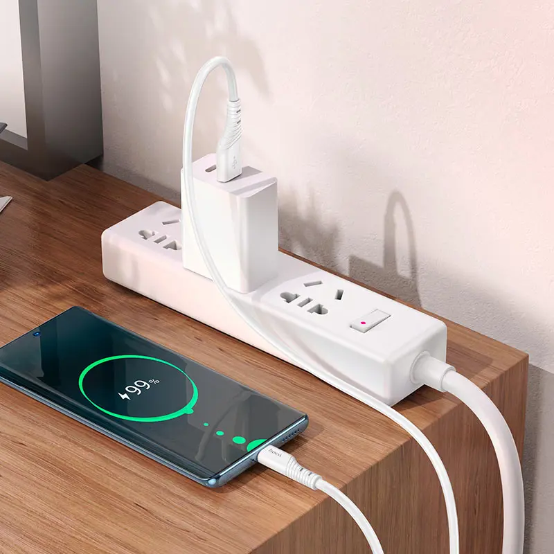 Кабель HOCO X97 USB - Type C 2,4A 1m silicone білий), зображення 4 Кабель HOCO X97 USB - Type C 2,4A 1m silicone білий), зображення 4