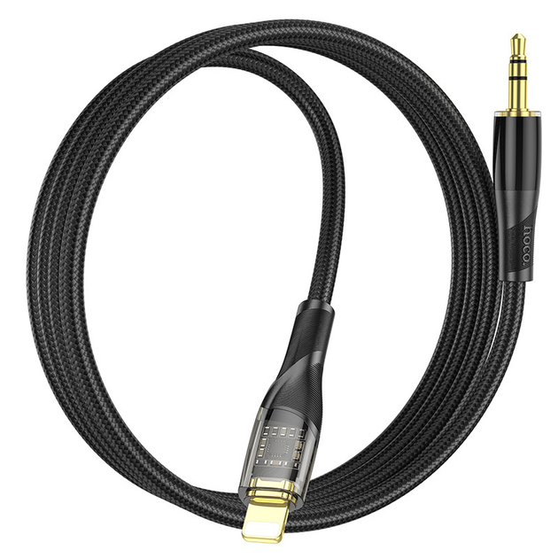 Кабель НОСО UPA25 jack 3.5 - lightning silicone 1m чорний), зображення 5 Кабель НОСО UPA25 jack 3.5 - lightning silicone 1m чорний), зображення 5
