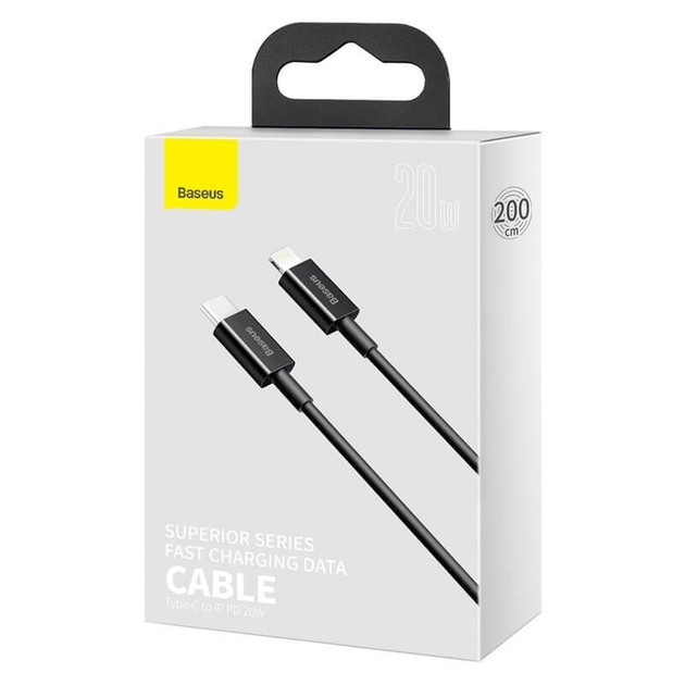 Кабель PD(Power Delivery) Baseus CATLYS-С01 Type-C - lightning Superior Series 20W 2m Black), зображення 7
