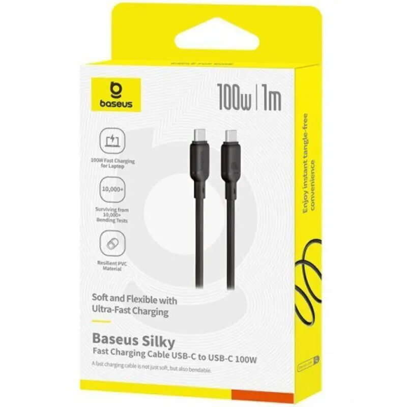 Кабель PD(Power Delivery) Baseus Type-C - Type-C Silky 100W 1m Black P10377704113-00), зображення 5