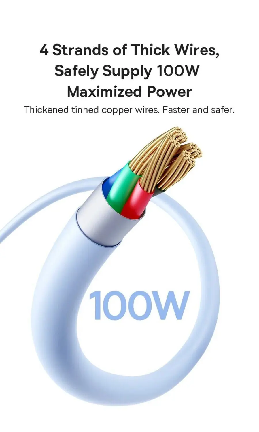 Кабель PD(Power Delivery) Baseus Type-C - Type-C Silky 100W 1m Black P10377704113-00), зображення 10