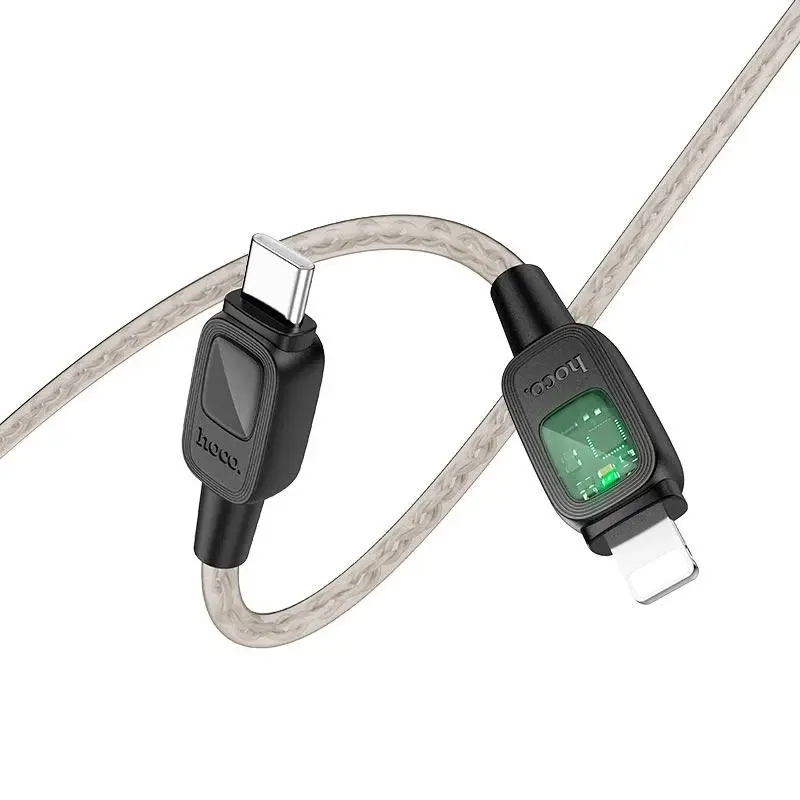 Кабель PD(Power Delivery) HOCO U124 Type-C - lightning silicone 27W 1,2m чорний від батарейки.com.ua