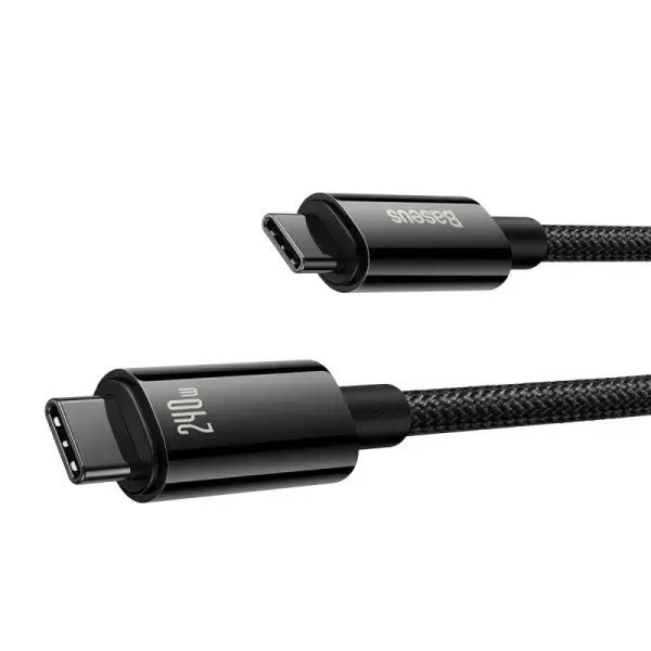 Кабель PD Power Delivery Baseus Tungsten Gold Fast Charging Type-C - Type-C 240W 1m Black CAWJ040001), зображення 5 Кабель PD Power Delivery Baseus Tungsten Gold Fast Charging Type-C - Type-C 240W 1m Black CAWJ040001), зображення 5