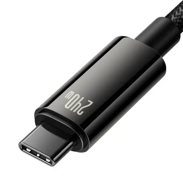 Кабель PD Power Delivery Baseus Tungsten Gold Fast Charging Type-C - Type-C 240W 1m Black CAWJ040001), зображення 7 Кабель PD Power Delivery Baseus Tungsten Gold Fast Charging Type-C - Type-C 240W 1m Black CAWJ040001), зображення 7