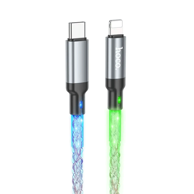 Кабель PD Power Delivery HOCO U112 Type-C - lightning 3A PD20W 1,2m Gray), зображення 2