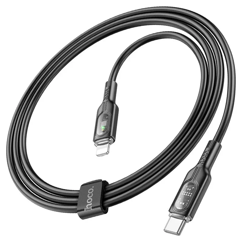 Кабель PD Power Delivery HOCO U120 Type-C - Lightning 3A 20W 1m Black), зображення 3