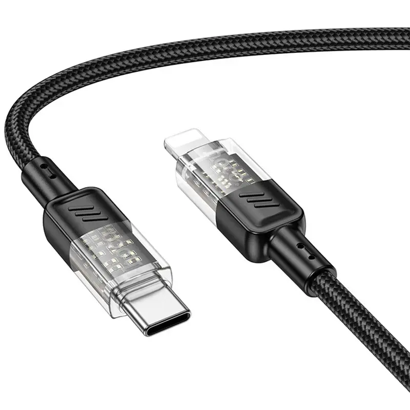 Кабель PD Power Delivery HOCO U129 Type-C - Lightning (iPhone) 3A PD20W 1,2m чорний), зображення 2