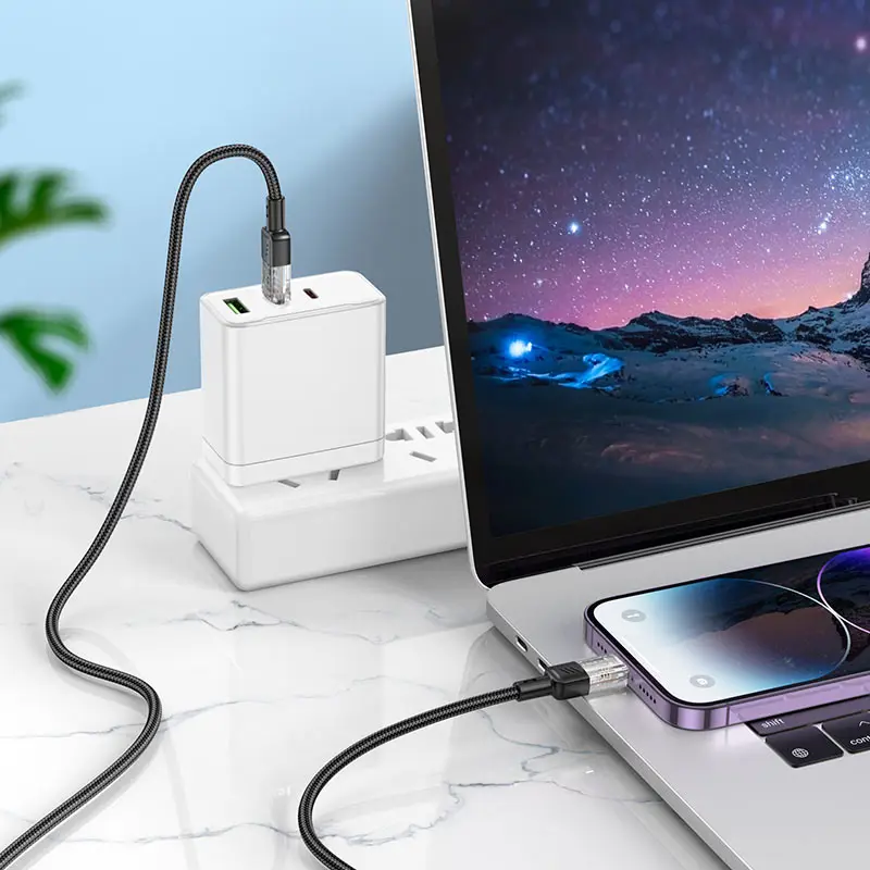 Кабель PD Power Delivery HOCO U129 Type-C - Lightning (iPhone) 3A PD20W 1,2m чорний), зображення 4