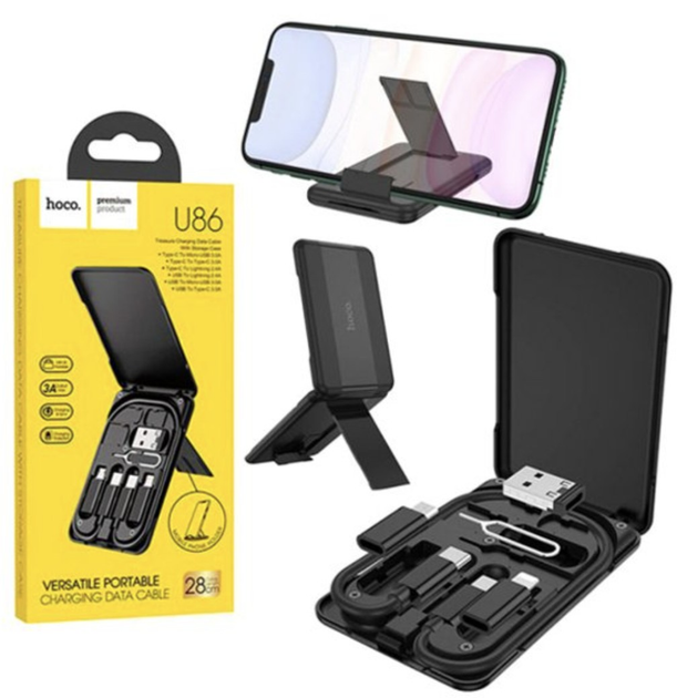 Кабель PD Power Delivery HOCO U86 USB - Micto + Type-C + Lightning 3A 0,28m Black), зображення 3 Кабель PD Power Delivery HOCO U86 USB - Micto + Type-C + Lightning 3A 0,28m Black), зображення 3