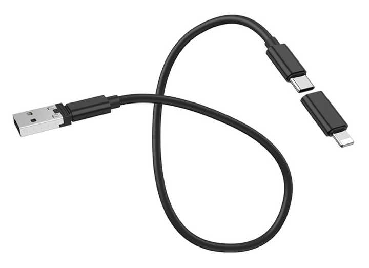 Кабель PD Power Delivery HOCO U86 USB - Micto + Type-C + Lightning 3A 0,28m Black), зображення 4 Кабель PD Power Delivery HOCO U86 USB - Micto + Type-C + Lightning 3A 0,28m Black), зображення 4