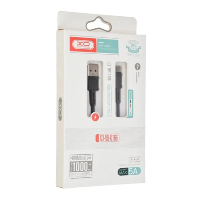 Кабель XO NB-Q166 USB - Type-C 5A 1m чорний), зображення 2 Кабель XO NB-Q166 USB - Type-C 5A 1m чорний), зображення 2