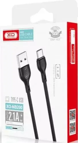 Кабель XO NB200 USB - Type-C 2,1A 1m чорний), зображення 3 Кабель XO NB200 USB - Type-C 2,1A 1m чорний), зображення 3