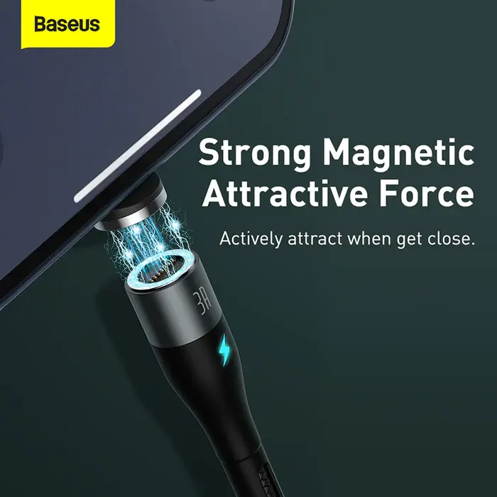 Кабель магнітний Baseus CALXC-KG1 USB - Lightning 2.1A 1m Grey-black), зображення 3