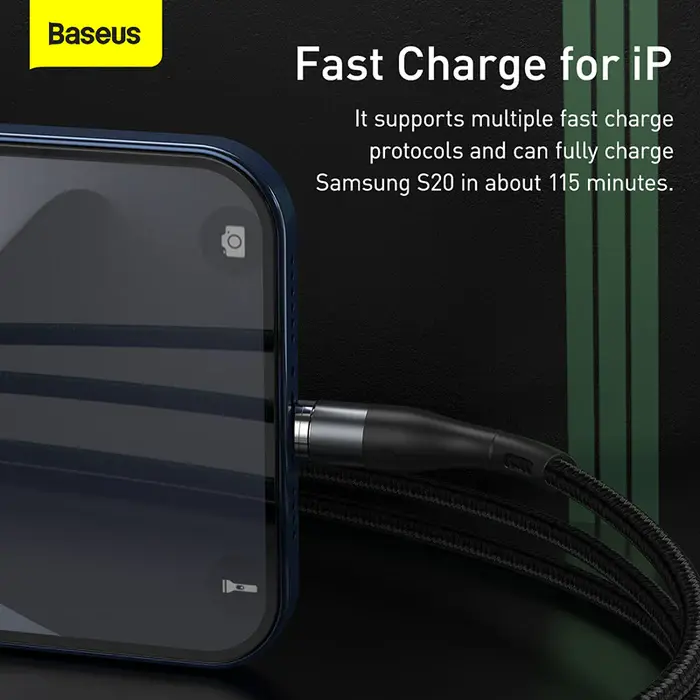 Кабель магнітний Baseus CALXC-KG1 USB - Lightning 2.1A 1m Grey-black), зображення 5