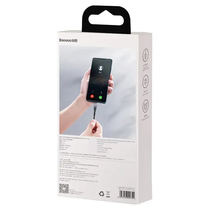 Кабель магнітний Baseus CALXC-KG1 USB - Lightning 2.1A 1m Grey-black), зображення 12
