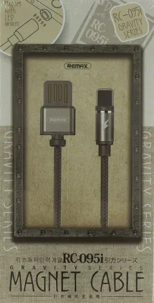 Кабель магнітний Remax Gravity RC-095i USB - lightning 1м black), зображення 4