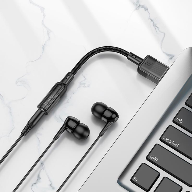 Кабель перехідник HOCO LS37 jack 3.5 - USB 15см чорний), зображення 5