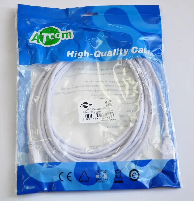 Кабель подовжувач ATCOM USB AM-USB AF ferrite 5м white 4717), зображення 3 Кабель подовжувач ATCOM USB AM-USB AF ferrite 5м white 4717), зображення 3
