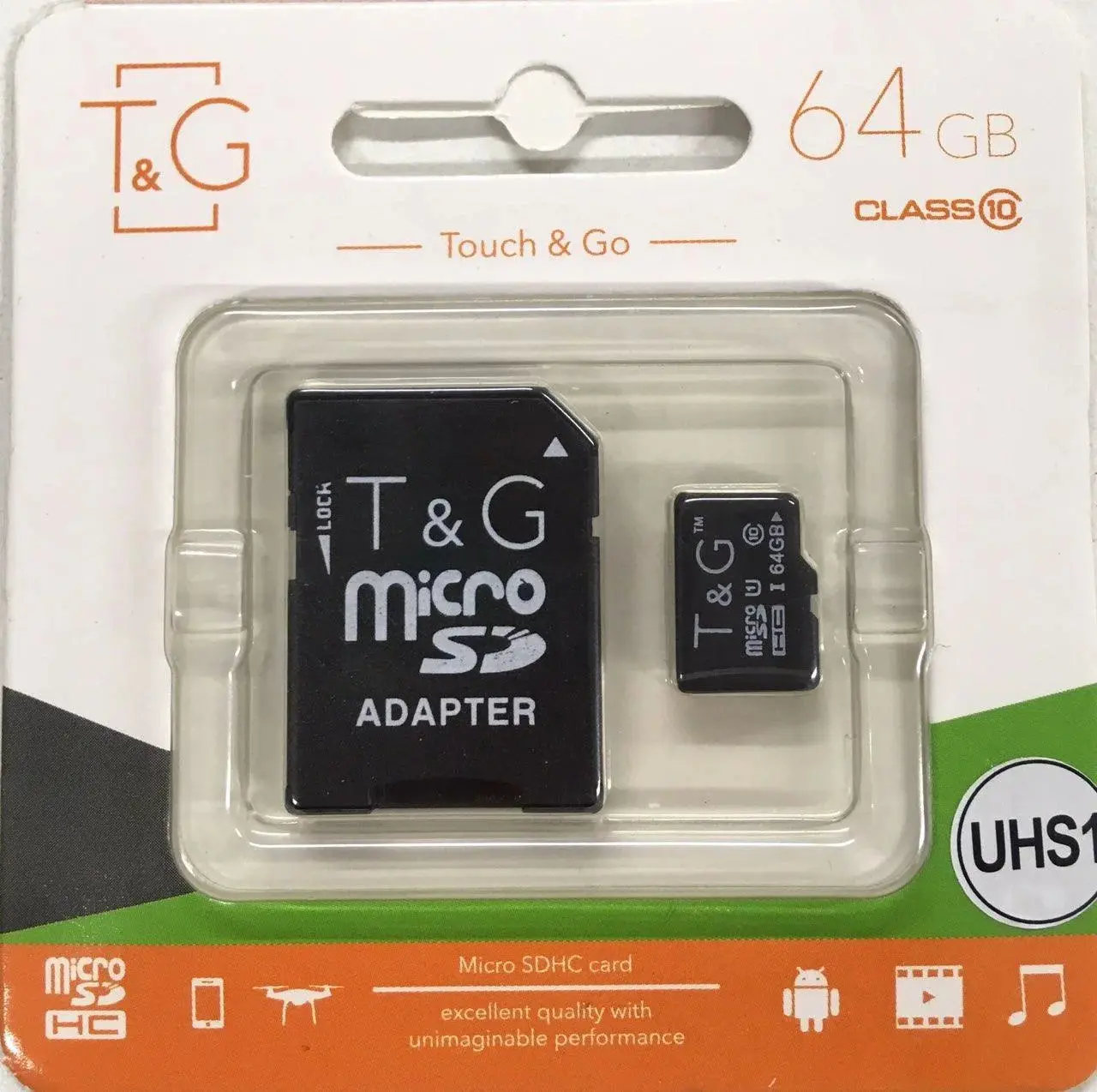 карта пам'яті microSDHC T&G 64GB Сlass 10 (с адаптером)