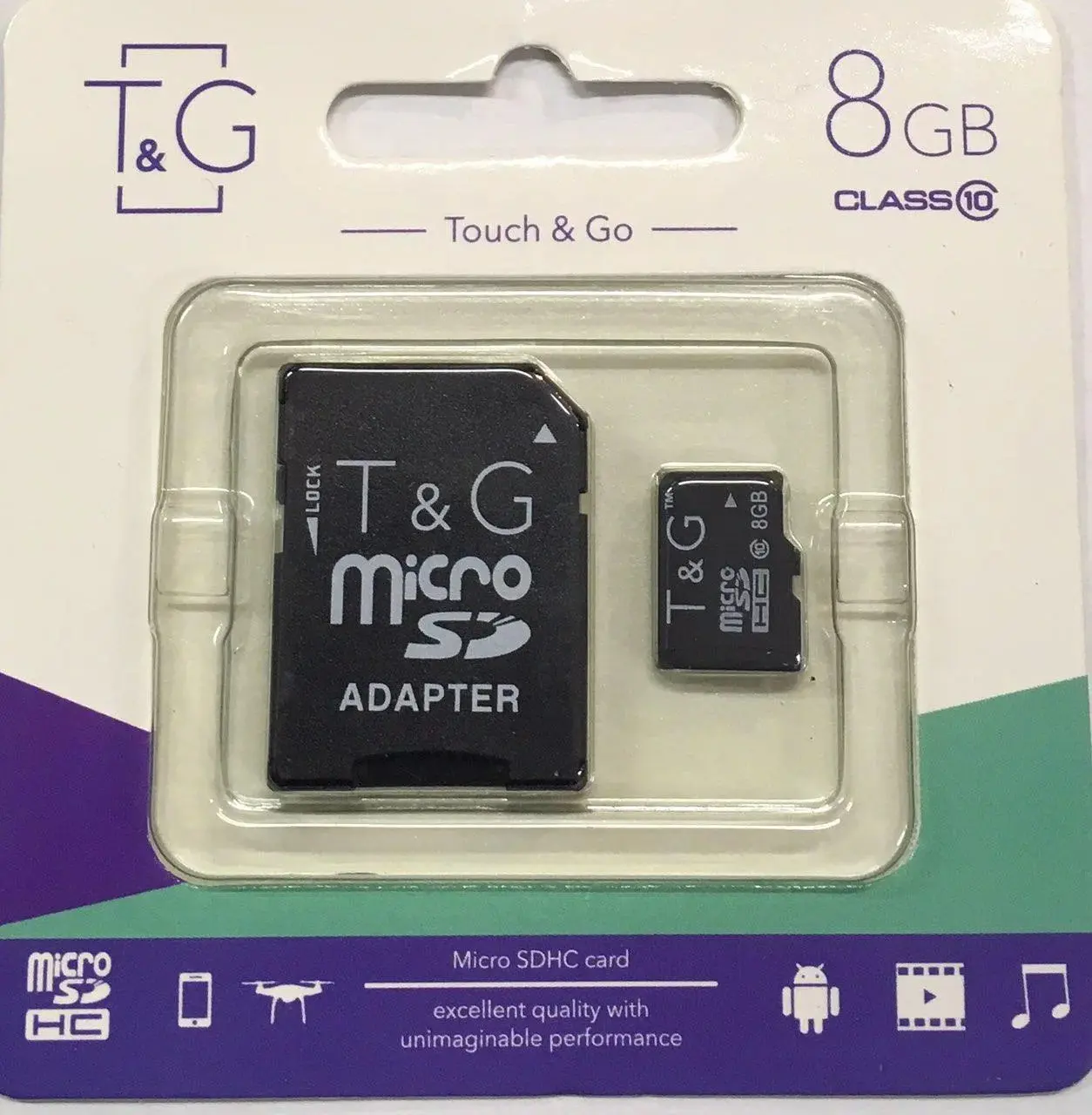 карта пам'яті microSDHC T&G 8GB class 10 (з адаптером)