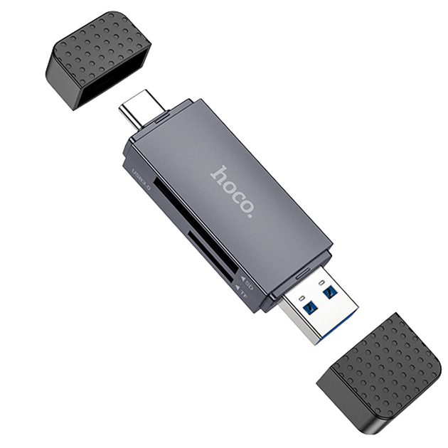 Картрідер HOCO HB45 Spirit USB2.0, Type-C, SD, TF, microSD сірий), зображення 5
