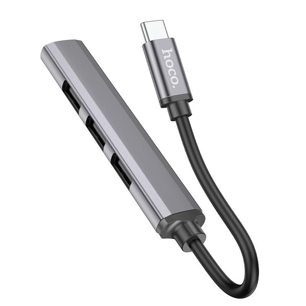 Хаб Type-C Hoco HB26 1USB3.0 + 3USB2.0 Metal Grey), зображення 3 Хаб Type-C Hoco HB26 1USB3.0 + 3USB2.0 Metal Grey), зображення 3