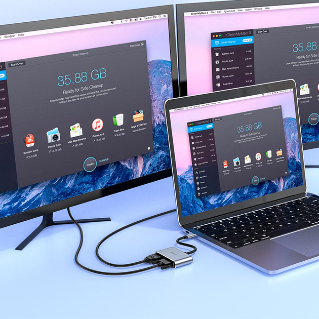 Хаб Type-C Hoco HB30 багатофункціональний перетворювач (HDTV, VGA, USB3.0, PD) Металевий сірий), зображення 5