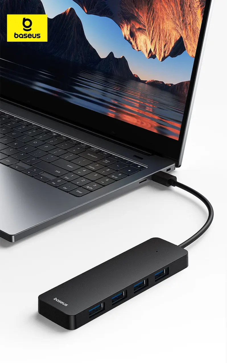 Хаб USB Baseus UltraJoy Series 4-Port HUB Lite 50cm (USBA to USB3.0*4) Black B0005280B111-02), зображення 5