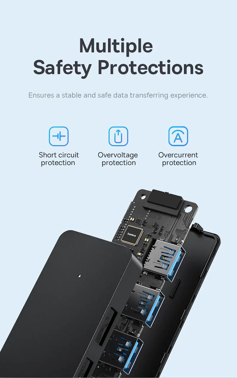 Хаб USB Baseus UltraJoy Series 4-Port HUB Lite 50cm (USBA to USB3.0*4) Black B0005280B111-02), зображення 8