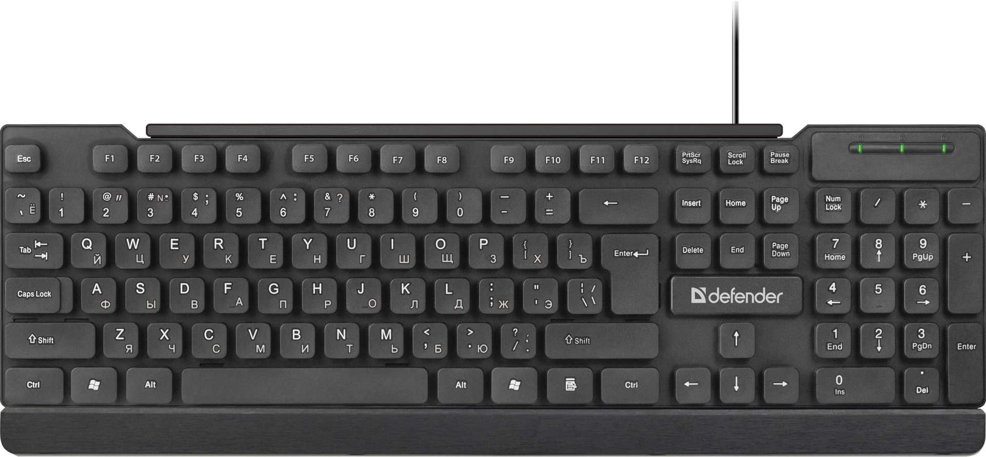 Клавіатура DEFENDER Element HB-190 USB RU, чорна, повнорозмірна від батарейки.com.ua