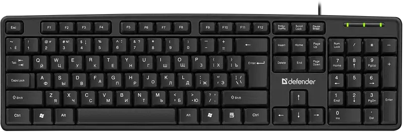 Клавіатура DEFENDER Element HB-520 USB UKR чорна від батарейки.com.ua