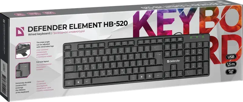 Клавіатура DEFENDER Element HB-520 USB UKR чорна), зображення 7 Клавіатура DEFENDER Element HB-520 USB UKR чорна), зображення 7