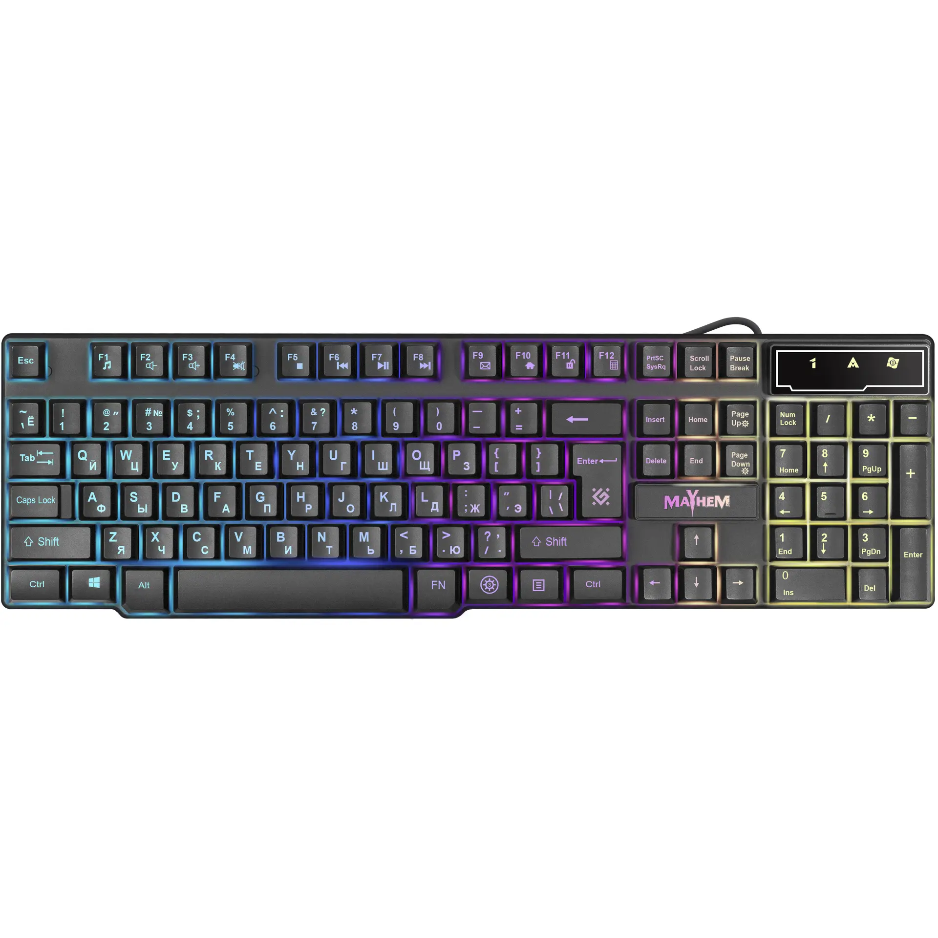Клавіатура ігрова DEFENDER Mayhem GK-360DL RGB райдужне підсвічування), зображення 2